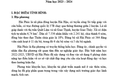 Công khai về cam kết chất lượng giáo dục đào tạo, các điều kiện đảm bảo chất lượng và thu chi tài chính theo hướng dẫn Thông tư số 36/TT-BGDĐT ngày 28 tháng 12 năm 2017 của Bộ Giáo dục và Đào tạo Năm học 2023 – 2024